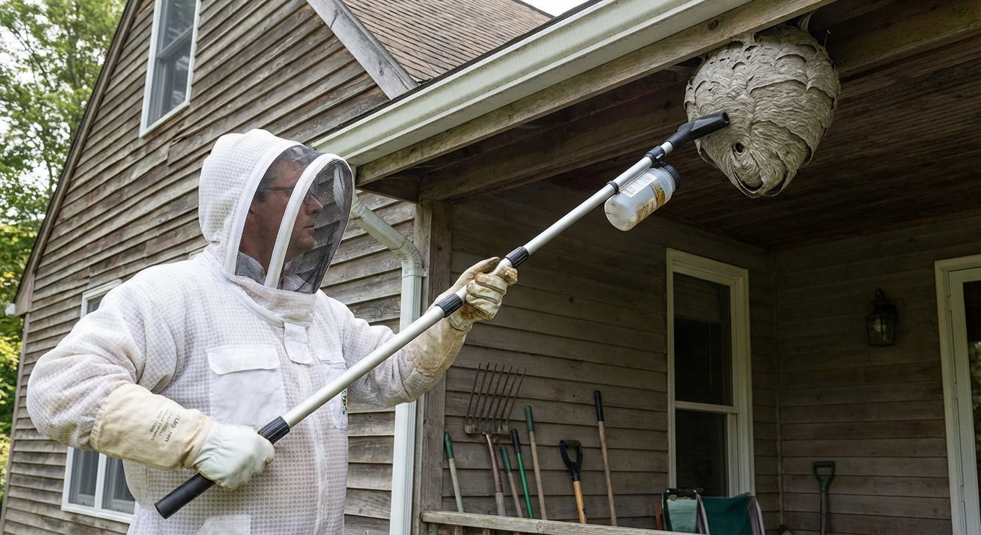 Safe bee and wasp nest removal from De Rust residential property